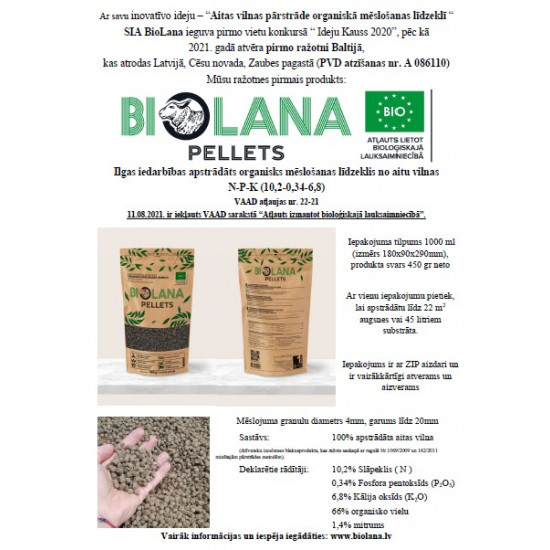 Long-acting organic fertilizer 1000ml package. (100% sheep wool pellets)